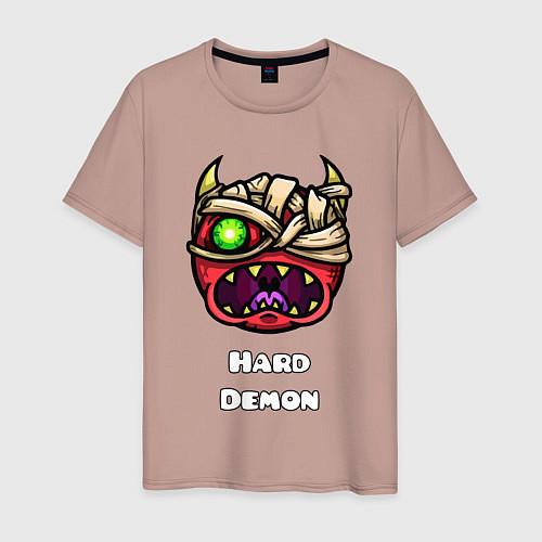 Мужская футболка Geometry Dash hard demon / Пыльно-розовый – фото 1