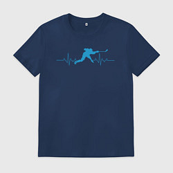 Футболка хлопковая мужская Хоккей с ритме сердца, цвет: тёмно-синий