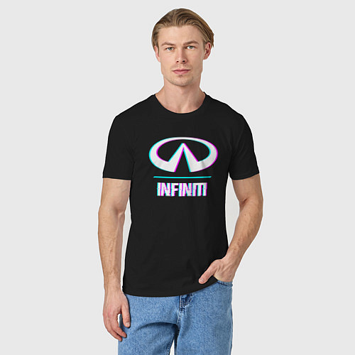 Мужская футболка Значок Infiniti в стиле glitch / Черный – фото 3