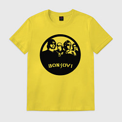 Футболка хлопковая мужская Bon Jovi rock, цвет: желтый