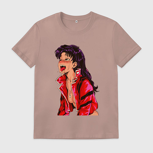 Мужская футболка Мисато Кацураги ahegao / Пыльно-розовый – фото 1