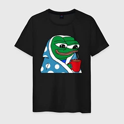 Футболка хлопковая мужская Frog Pepe мем, цвет: черный