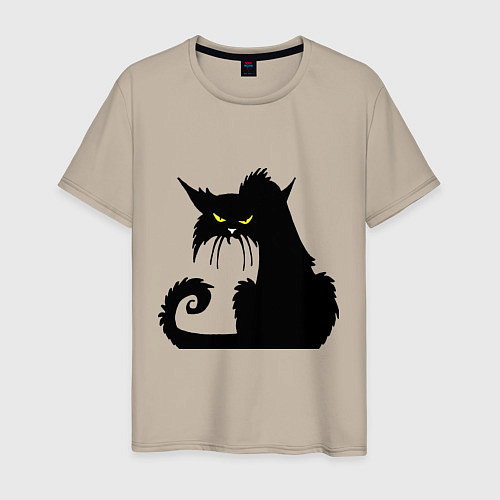 Мужская футболка Black cat / Миндальный – фото 1