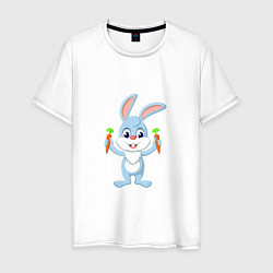 Футболка хлопковая мужская Кролик с морковками, цвет: белый