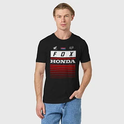 Футболка хлопковая мужская Honda racing, цвет: черный — фото 2