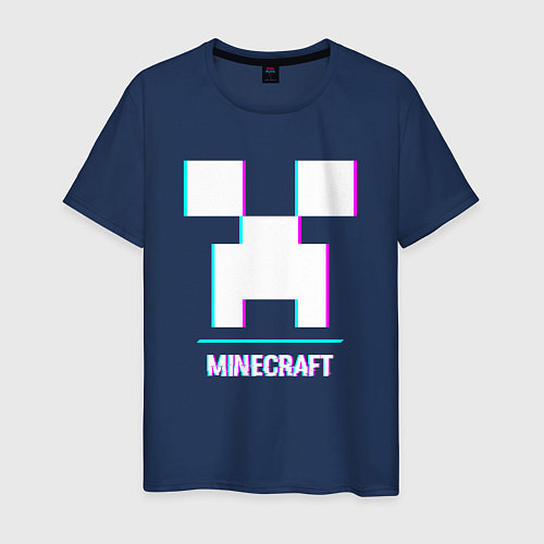 Мужская футболка Minecraft в стиле glitch и баги графики / Тёмно-синий – фото 1