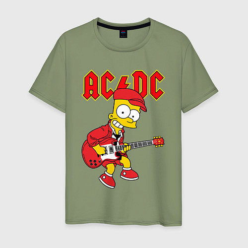 Мужская футболка AC DC Барт Симпсон / Авокадо – фото 1