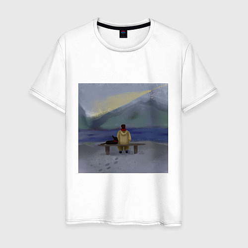 Мужская футболка Арт Вид на маяк / Белый – фото 1