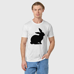 Футболка хлопковая мужская Чёрный кролик - силуэт, цвет: белый — фото 2