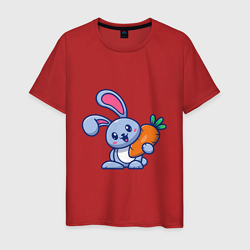 Мужская футболка Зайчонок с морковкой / Красный – фото 1