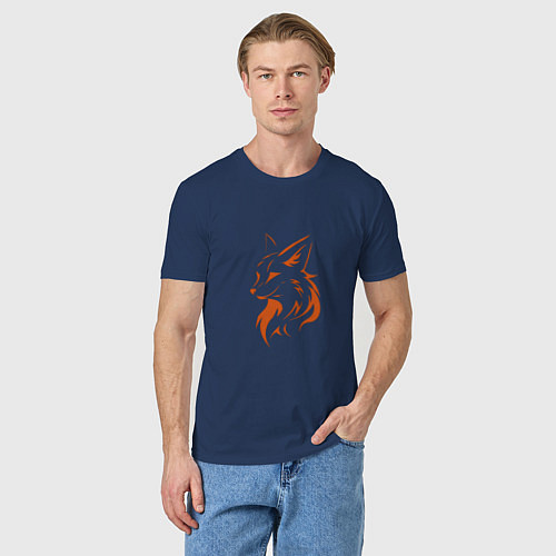 Мужская футболка Голова лисы / Тёмно-синий – фото 3