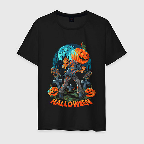 Мужская футболка Halloween Pumpkin / Черный – фото 1