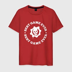 Футболка хлопковая мужская Символ Gears of War и круглая надпись best game ev, цвет: красный
