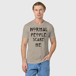 Футболка хлопковая мужская Normal people scare me, цвет: миндальный — фото 2