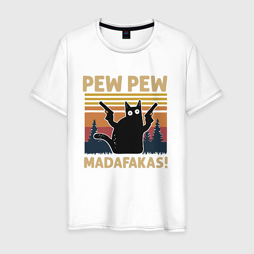 Мужская футболка Кот с пистолетами - Madafakas / Белый – фото 1
