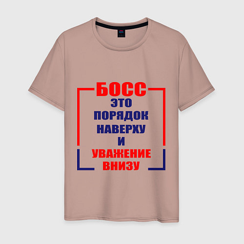 Мужская футболка Босс это порядок наверху и уважение внизу / Пыльно-розовый – фото 1