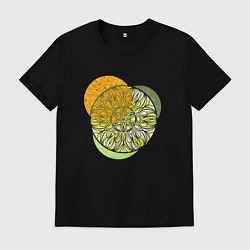 Футболка хлопковая мужская Мандала и круги, цвет: черный