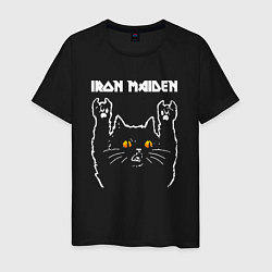 Футболка хлопковая мужская Iron Maiden rock cat, цвет: черный