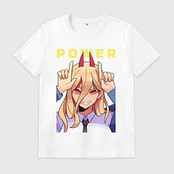 Футболка хлопковая мужская Пауэр с рожками, цвет: белый