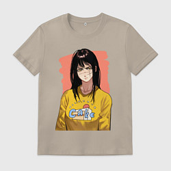 Футболка хлопковая мужская Аса Митака в жёлтой кофте с амогусом, цвет: миндальный