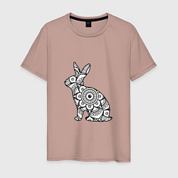 Футболка хлопковая мужская Узорный кролик, цвет: пыльно-розовый