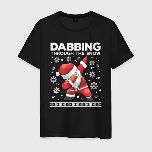 Мужская футболка Dabbing Santa, through the snow / Черный – фото 1