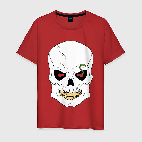 Мужская футболка Белый злой череп / Красный – фото 1