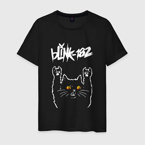 Мужская футболка Blink 182 rock cat / Черный – фото 1