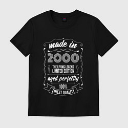 Футболка хлопковая мужская Made in 2000 retro old school, цвет: черный