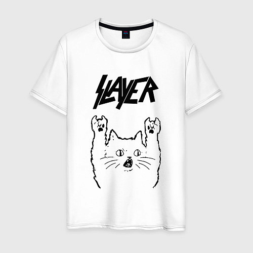 Мужская футболка Slayer - rock cat / Белый – фото 1