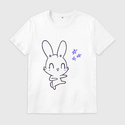 Футболка хлопковая мужская Зайка попрыгун, цвет: белый