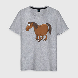 Футболка хлопковая мужская Забавный конь, цвет: меланж