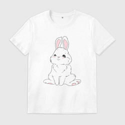 Мужская футболка Милый белый зайчик с сердечками