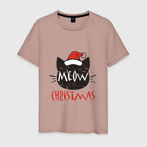 Мужская футболка Meow - Christmas / Пыльно-розовый – фото 1