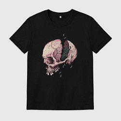 Футболка хлопковая мужская Череп и черви, цвет: черный