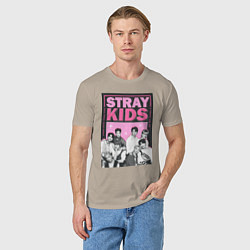 Футболка хлопковая мужская Stray Kids boy band, цвет: миндальный — фото 2