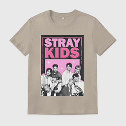 Футболка хлопковая мужская Stray Kids boy band, цвет: миндальный