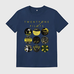 Футболка хлопковая мужская Twenty One Pilots коллаж, цвет: тёмно-синий