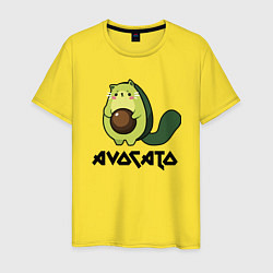 Футболка хлопковая мужская Avocado - AvoCATo - Joke, цвет: желтый