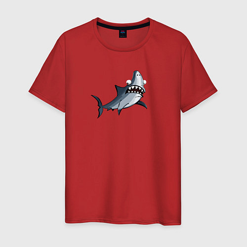 Мужская футболка Удивлённая акула / Красный – фото 1