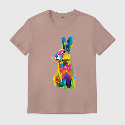 Мужская футболка Кролик в стиле поп-арт / Пыльно-розовый – фото 1
