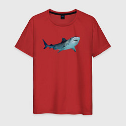 Футболка хлопковая мужская Realistic shark, цвет: красный