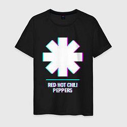 Футболка хлопковая мужская Red Hot Chili Peppers glitch rock, цвет: черный