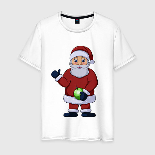 Мужская футболка Дед Мороз с елочной игрушкой / Белый – фото 1