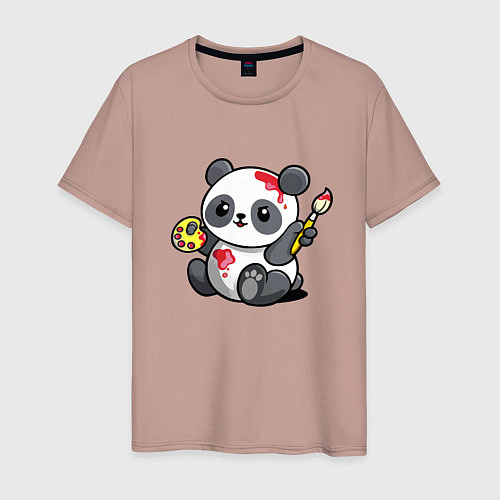 Мужская футболка Панда - крутой художник! Cutie / Пыльно-розовый – фото 1