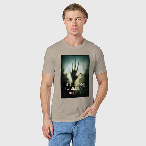Мужская футболка X Files - believe / Миндальный – фото 3