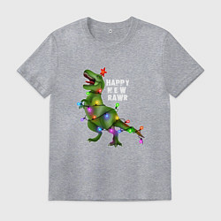 Мужская футболка Новогодний динозавр елочка гори