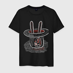Футболка хлопковая мужская Фокус с кроликом в шляпе, цвет: черный