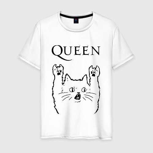 Мужская футболка Queen - rock cat / Белый – фото 1