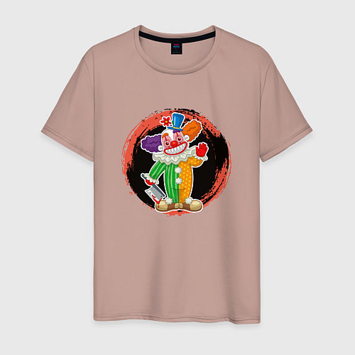 Мужская футболка Мультяшный злой клоун Хэллоуин / Пыльно-розовый – фото 1
